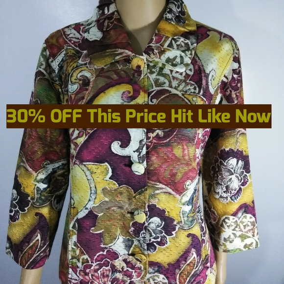 Chico's, Silk cotton blend Button Down Shirt Sz Med